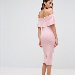 ASOS Bardot midi dress pink NWT